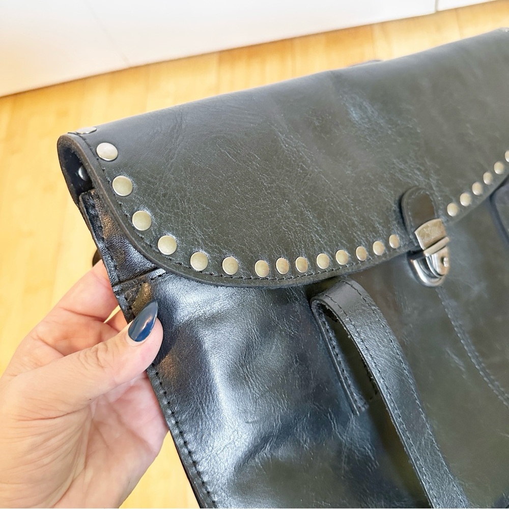 Patricia Nash Verbania 100% Genuine Leather Studded Satchel Purse Black - Picture 13 of 15